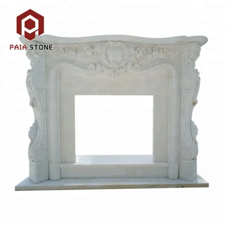 Fournisseur populaire cheminée décorative en marbre de couleur blanche
