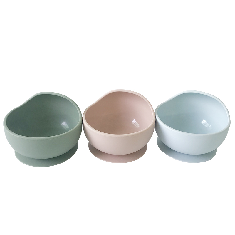 Ensemble matériel de cuillère de cuvette de bébé de silicium de vaisselle d'aliment pour bébé de silicone de catégorie comestible 3