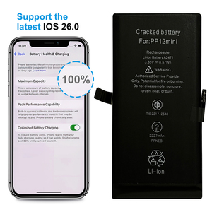Résoudre Popup résoudre des pièces inconnues 100% <span class=keywords><strong>batterie</strong></span> fissurée de santé pour <span class=keywords><strong>iPhone</strong></span> <span class=keywords><strong>12</strong></span> <span class=keywords><strong>Mini</strong></span> <span class=keywords><strong>remplacement</strong></span> de <span class=keywords><strong>batterie</strong></span> de téléphone sans soudure - Product Image 1