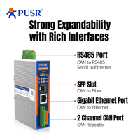 Convertidor de Protocolo PUSR CANopen CAN FD Modbus RTU/TCP/MQTT, 2 CAN Maestro/Esclavo, CAN Ethernet RS485/SFP, Carcasa de Aluminio, CAN528