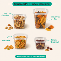 100% recyclebare transparante RPET vierkante delibakjes, wegwerpbaar, gerecycled plastic voedselverpakking met deksel voor fruitsalade, salsa, noten