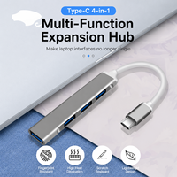 Hub USB 3.0 4 ports Type C 4 en 1, 1 USB 3.0 3 USB 2.0, adaptateur haute vitesse en alliage d'aluminium pour ordinateurs portables, PC, téléphones
