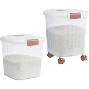 <b>Kitchen</b> Items Large 25kg Rice Barrel Transparent Sealed Dry Grains <b>Storage</b> Boexs Plastic Food-grade Containers with Wheels - Product Image 3