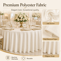 Nappe Ronde en Polyester pour Mariage, Réutilisable et Lavable, Housse de Table de Banquet, Taille Personnalisée pour Événements (Vente en Gros)