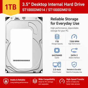 Disque dur interne de bureau BarraCuba ST1000DM014 <span class=keywords><strong>ST1000DM010</strong></span> 1 To 3,5 pouces 7200 tr/min 64/256 Mo de cache SATA3 6 Gbit/s pour stockage PC - Product Image 1