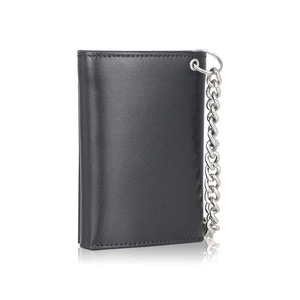 <span class=keywords><strong>Portefeuille</strong></span> à chaîne pour <span class=keywords><strong>homme</strong></span>, à trois volets, avec fenêtre d'identification et compartiments pour cartes de crédit, minimaliste, en cuir véritable, style motard - Product Image 3