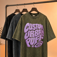 Fabricant de t-shirts personnalisés avec impression 3D en relief, t-shirt uni coupe ample pour homme, oversize, délavé à l'acide, 100% coton, épaules tombantes, vente en gros