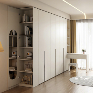 Hinged Door Wardrobe <b>Large</b> Capacity Bedroom Storage Cabinet With <b>Desk</b> Combination For Home Use - Product Image 2
