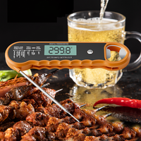 Termometer daging Digital lampu latar, layar LCD dengan pembuka botol logam tahan air untuk memanggang BBQ dapur