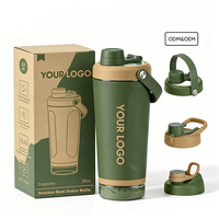 Bouteille d'eau isotherme en acier inoxydable Everich à double paroi, gourde de sport et shaker à protéines avec compartiment de rangement inférieur