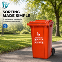 Poubelle en plastique PP écologique de 240 L, grande taille, couvercle ouvert, seau de rangement extérieur, poubelle à ordures et à déchets, bac de recyclage