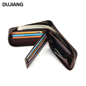 Dujiang Men's <b>Wallet</b> Genuine Leather Zipper Compact <b>Card</b> <b>Holder</b> Brown Spring 2025 - Product Image 5