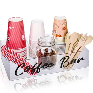 Pengatur penyimpanan Bar kopi akrilik bening untuk pegangan meja kopi untuk Pod kopi teh gula bumbu dekorasi meja dapur