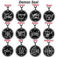 Collier pendentif en acier inoxydable de couleur noire roi Asmoday Sigil, origine démon, sceau moindre clé de salomon Goetia amulette Talisman