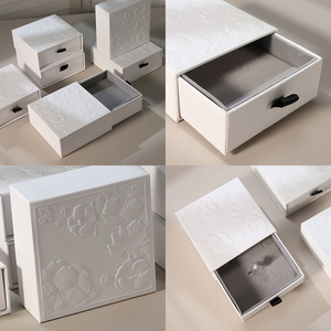 Custom Embossed <b>White</b> Jewelry <b>Box</b> Set for Necklace and Bracelet Packaging Elegant <b>Gift</b> Paper <b>Box</b> - Product Image 2