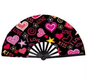 Abanico de Mano Plegable de Bambú de 33 cm con Logotipo Impreso Personalizado, Abanico de Tela Clásico Pintado Chino Tradicional para Bodas, Fiestas Chinas <span class=keywords><strong>y</strong></span> Bailes - Product Image 4