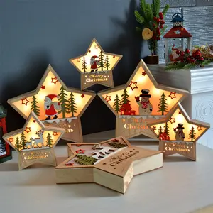 Multiple Style Christmas Tree Light Led Colored Light Old Man Snowmen Wooden Stars Household Creative Ornament