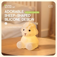 Lampe de chevet personnalisable en silicone en forme de mouton moelleux, rechargeable par USB, avec capteur tactile et changement de couleur