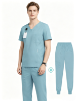 Ensemble de blouses médicales unisexes à col en V, personnalisable et multicolore, avec pantalon de jogging extensible, pour infirmières et professionnels de la santé
