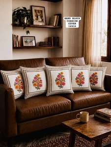 Housse de coussin en coton de qualité supérieure, faite à la main, imprimée, pour canapé, salon et chambre à coucher, disponible en gros - Product Image 1