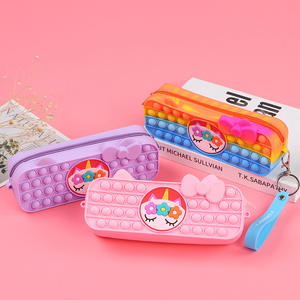 Gros Grande Capacité Mignon <span class=keywords><strong>Licorne</strong></span> Silicone Popit Fidget Trousse À Crayons École Papeterie Sac pour Filles ABI BY0104 - Product Image 3