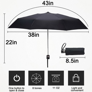 Parapluie compact 4 plis à ouverture et fermeture automatiques, parapluie de voyage léger, <span class=keywords><strong>parasol</strong></span> pliant 43'' à 8 baleines pour femme - Product Image 6