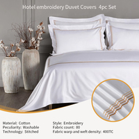 Premium 4pc hôtel broderie housse de couette ensemble écologique lavable personnalisable 400 TC 80s coton feuille taie d'oreiller
