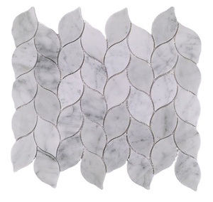 Carreaux <span class=keywords><strong>de</strong></span> mosaïque <span class=keywords><strong>de</strong></span> fleurs <span class=keywords><strong>de</strong></span> marbre blanc mat carreaux décoratifs muraux intérieurs pour piscine salon <span class=keywords><strong>salle</strong></span> à manger école hall villa application - Product Image 2