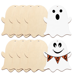 Pendentifs décoratifs DIY pour Halloween, Noël et autres fêtes, pièces en bois vierges mignonnes et durables pour enfants, à griffonner, pour l'intérieur - Product Image 5