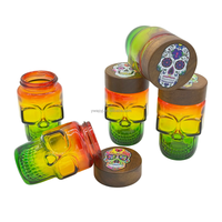 Tarro de vidrio al por mayor estilo Rasta con 6 unidades/exhibidor, logotipo personalizado, productos de vidrio para fumar, almacenamiento de vidrio para tiendas de fumar