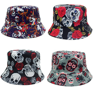 หมวกถังพิมพ์ลายกะโหลกหมวกชาวประมงฤดูร้อนหมวกท่องเที่ยวชายหาดดวงอาทิตย์กลางแจ้ง - Product Image 1