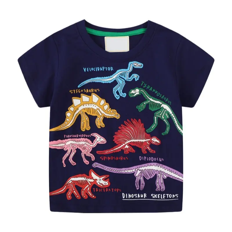 Hete Verkoop Noctilucent Vezels Kinderen Cartoon Dier Jongens T-Shirt Groothandel Jongens Mode Zomer Kleding Kinderen T-Shirts