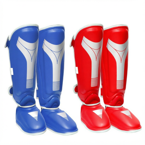 Espinilleras de Cuero PU Personalizadas para Kick Boxing, Muay Thai, MMA, con Cierre de Velcro, Protección Profesional - Product Image 1