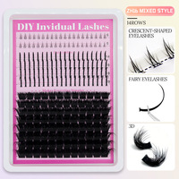 Faux cils en grappe 3D effet volume, style faux vison, pour pose DIY, marque privée, vente en gros, cils inférieurs en grappe à pointes
