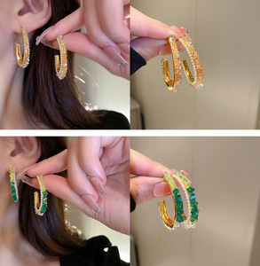 DAIHE 2024 สินค้าใหม่มาใหม่สไตล์เกาหลีต่างหูแฟชั่นเครื่องประดับต่างหู <span class=keywords><strong>Promare</strong></span> ต่างหูห่วงชุบทอง - Product Image 2