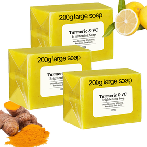 Jabón hecho a mano, limón, cúrcuma, Ácido Kójico, jabón brillante, barra <span class=keywords><strong>de</strong></span> jabón facial, removedor <span class=keywords><strong>de</strong></span> acné y <span class=keywords><strong>manchas</strong></span> oscuras, limpieza, 200g, Soa grande - Product Image 1