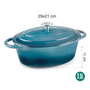 Lacor Dutch Oven Ovale 3.5 Qt Blu Oceano in Ghisa Smaltata - Product Image 2