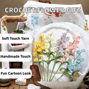 Handmade Woven <b>Wool</b> Forget-Me-Not Flower Bouquet Soft Floral Gift Home Decor Wholesale Crochet Flower Hand Knitted Flowers - Product Image 2