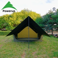 Tente de camping gonflable professionnelle pliable de 6,3 m², grand espace avec auvent, 1 porte ouverte et grand hublot avec 2 aérations