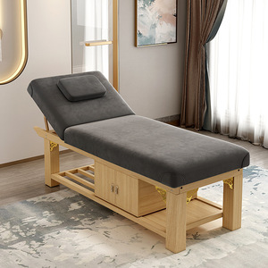 Lit de spa et de beauté en bois massif avec dossier réglable, éponge haute densité, pour chambre à coucher, style moderne et traditionnel chinois, usage commercial - Product Image 4