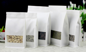 Bolsa cuadrada <span class=keywords><strong>de</strong></span> Papel Kraft <span class=keywords><strong>de</strong></span> fondo plano con ventana, bolsa Ziplock blanca para comida, <span class=keywords><strong>precio</strong></span> <span class=keywords><strong>de</strong></span> fábrica - Product Image 2