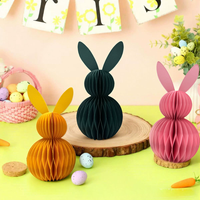 Pâques : 3 ensembles en stock, pendentifs lapin en papier nid d'abeille épais, respectueux de l'environnement, décoration maison européenne et américaine