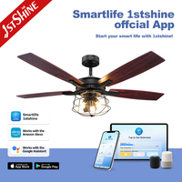 Ventilateur de plafond intelligent 1stshine 52 pouces, moderne, haute vitesse, commande vocale, moteur silencieux de qualité professionnelle, avec lumière