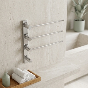 <span class=keywords><strong>Sèche</strong></span>-serviettes électrique mural en acier inoxydable <span class=keywords><strong>à</strong></span> économie d'énergie 38W avec 3 barres pour salle de bain, salle de sport et hôtel - Product Image 4