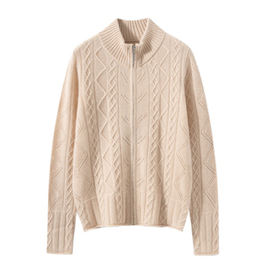 Cárdigan elegante de <span class=keywords><strong>punto</strong></span> con cremallera para <span class=keywords><strong>mujer</strong></span>, suéter de mezcla de lana de Cachemira con cuello levantado, <span class=keywords><strong>chaqueta</strong></span> para ropa informal y de oficina - Product Image 6