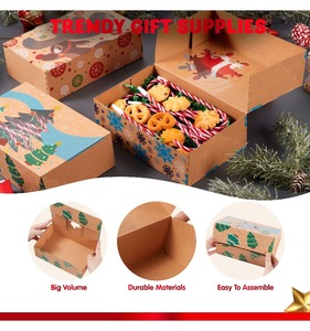 Window baked Christmas cookie box for pastries, cupcakes, brownies, brown Kraft <b>baking</b> boxes - Product Image 5