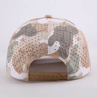 Gorra de Béisbol Personalizada con Camuflaje Desértico, Gorra Estructurada de 5 Paneles con Parche de Goma, Estampado Agrietado, Orificio Cortado con Láser, Gorra de Golf de Alto Rendimiento