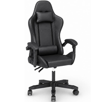 Chaise de bureau gaming exécutive inclinable en cuir noir premium, fonctionnelle et confortable pour adultes