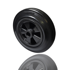 Black Flat Free Polypropylene Wheel & Solid <b>Rubber</b> Tyre & <b>Roller</b> 160mm 6 Inch Fits Trailer Jockey Hand Trolley - Product Image 4