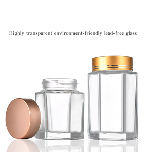 Lujo 50ml 100 140 180 280 360 Forma hexagonal Vidrio Comida Miel Mermelada Salsa Frascos con tapas de rosca - Product Image 5